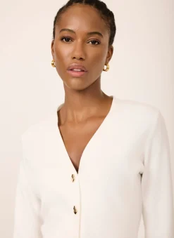 Cream V Neck Longline Cardigan