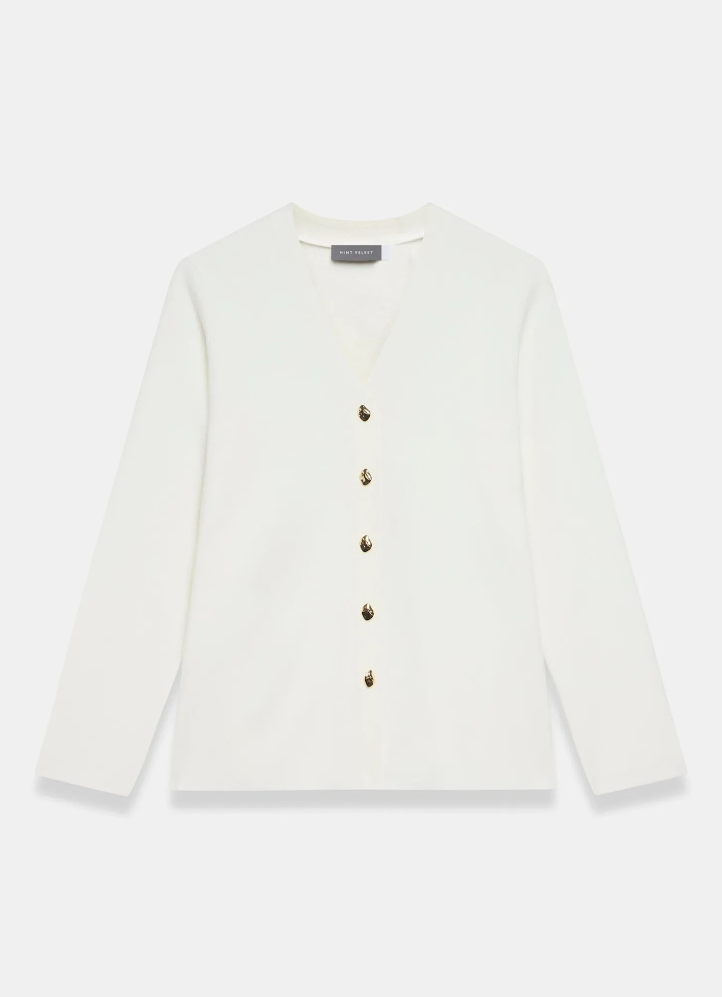 Cream V Neck Longline Cardigan