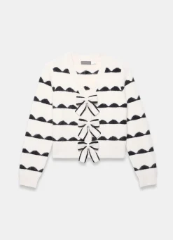 Cream Wool Blend Bow Detail Cardigan