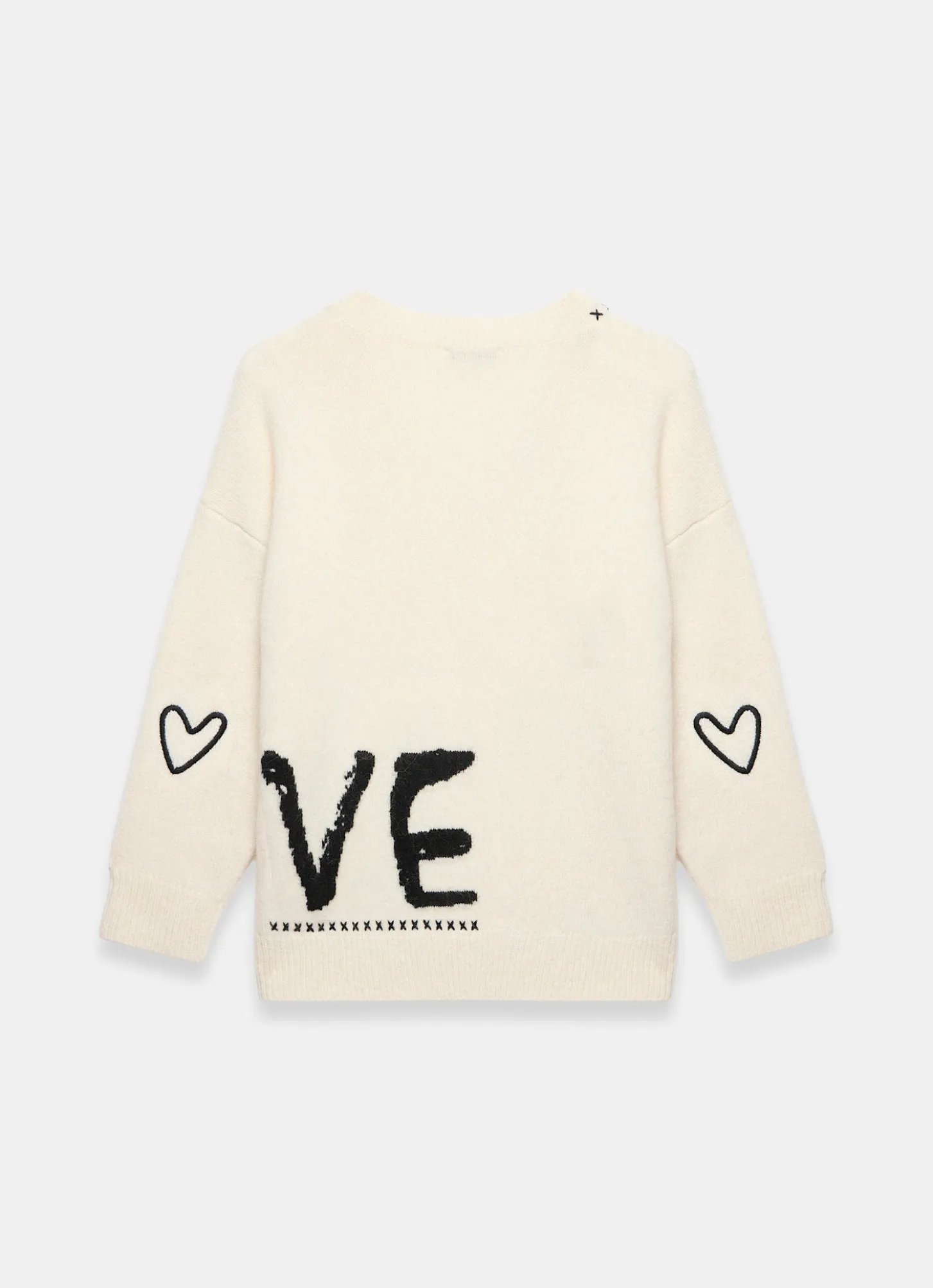 Cream Wool Blend Graphic Love Jumper