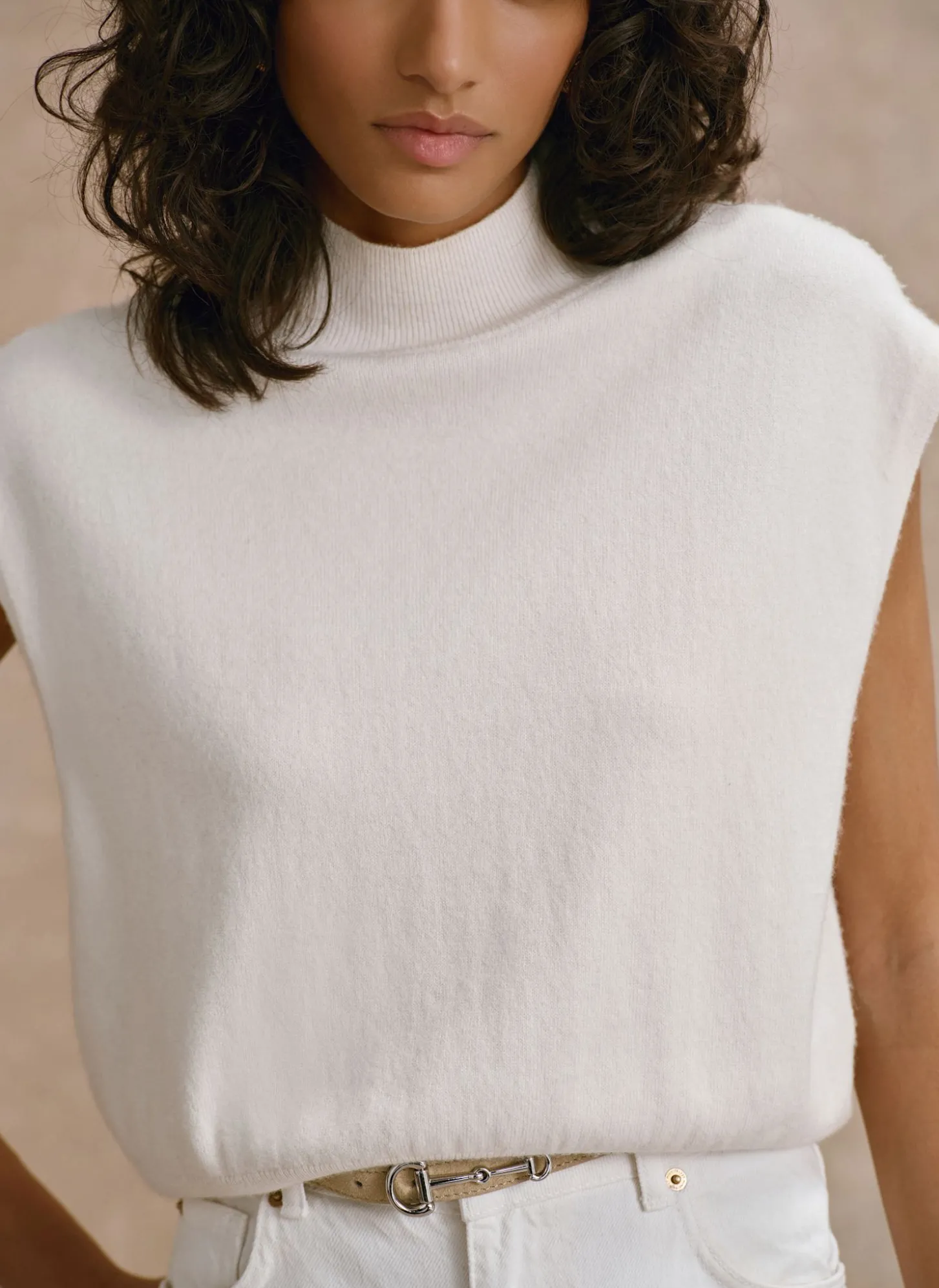 Cream Wool Blend Knit Top