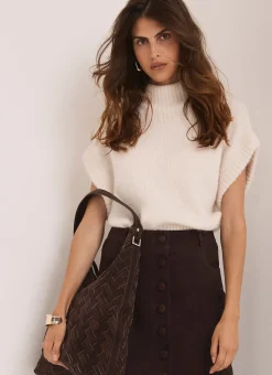 Cream Wool Blend Knit Top