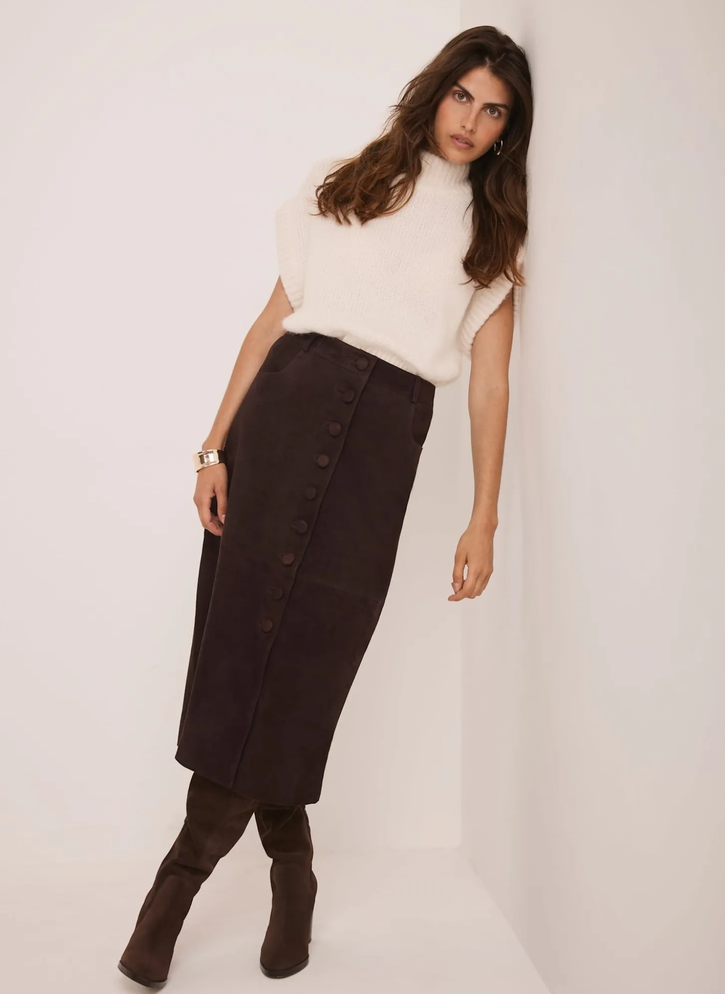 Cream Wool Blend Knit Top