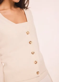 Cream Wool Blend Layered Cardigan