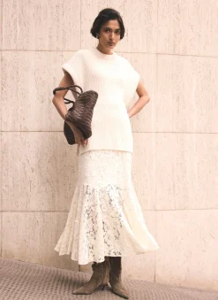 Cream Wool Blend Longline Knit Top