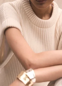 Cream Wool Blend Longline Knit Top
