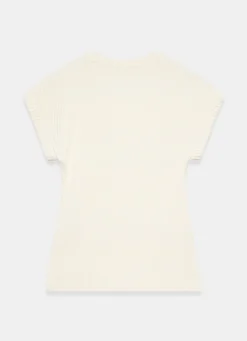 Cream Wool Blend Longline Knit Top