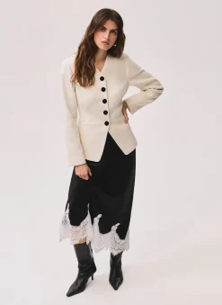 Cream Wool Blend Sculpted Jacket