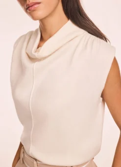 Cream Wool Blend Sleeveless Knit Top