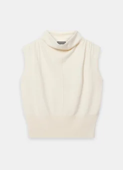 Cream Wool Blend Sleeveless Knit Top