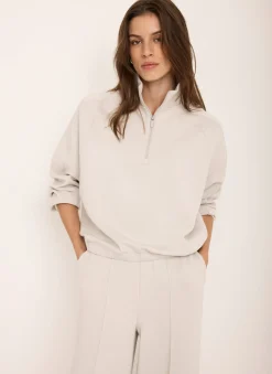 Cream Zip Detail Sweatshirt