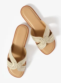 Darcy Gold Metallic Detail Sandals