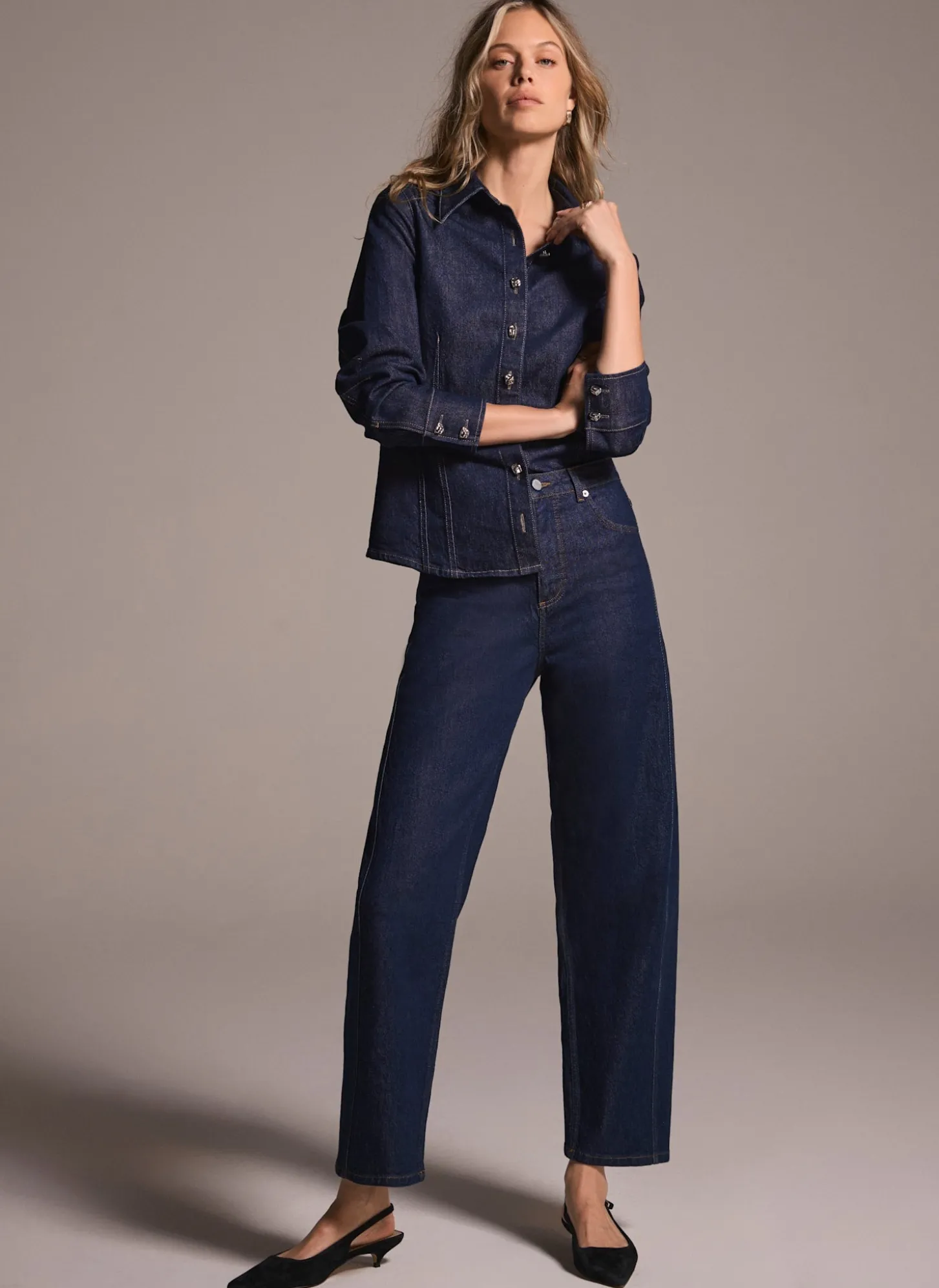 Dark Indigo Barrel Leg Jeans