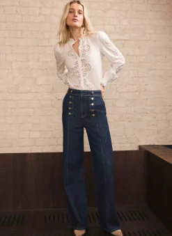 Dark Indigo Button Front Tailored Jean
