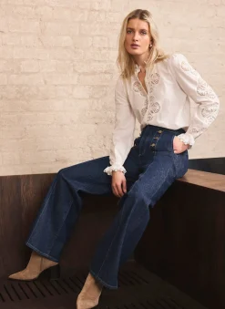 Dark Indigo Button Front Tailored Jean