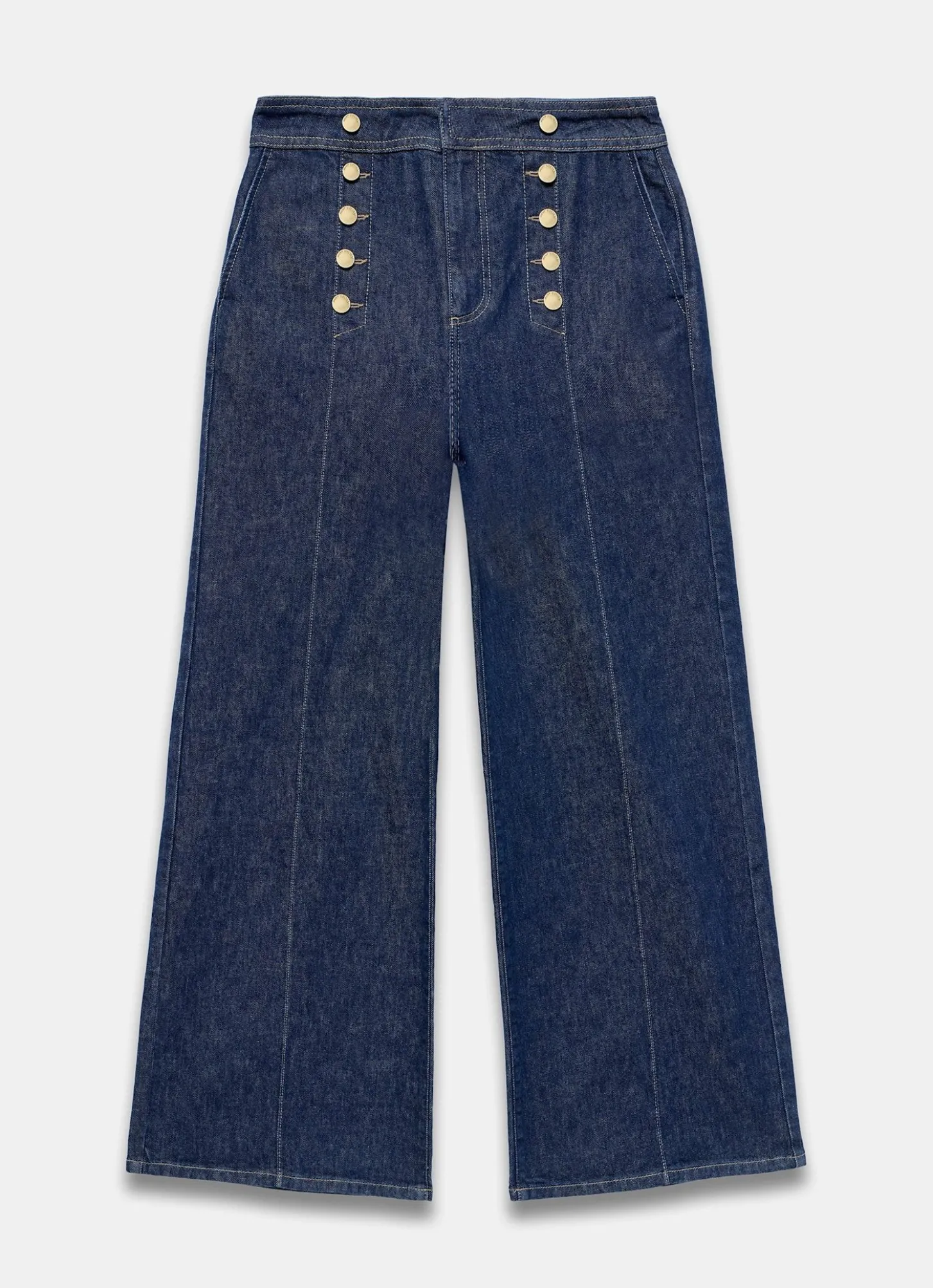Dark Indigo Button Front Tailored Jean