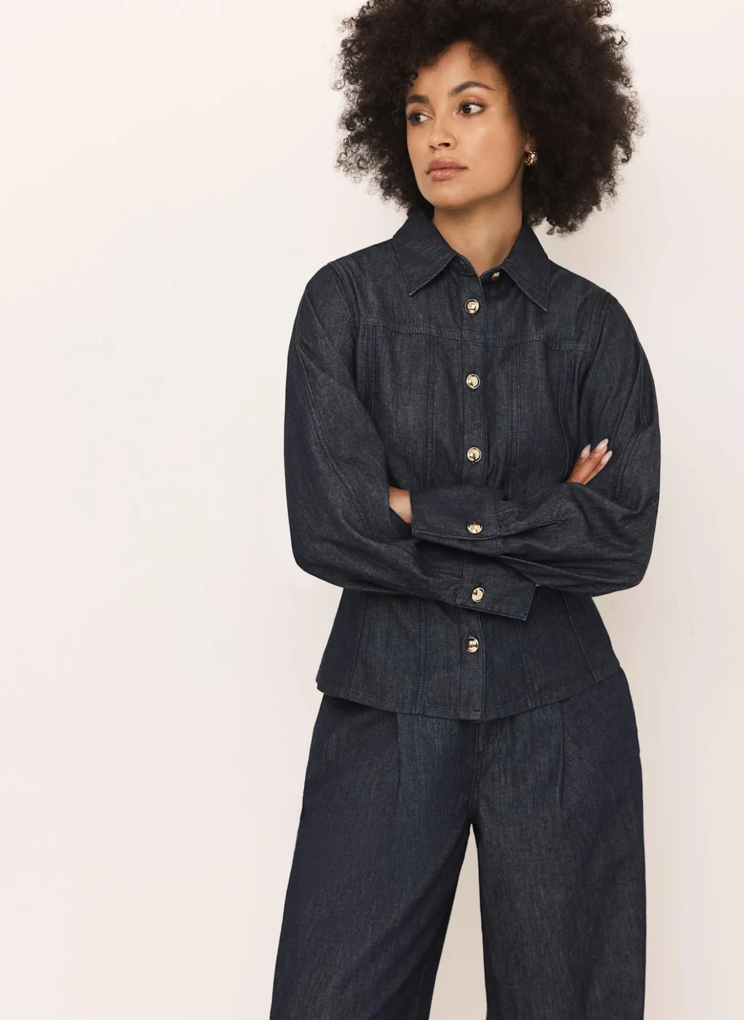 Dark Indigo Denim Fitted Shirt