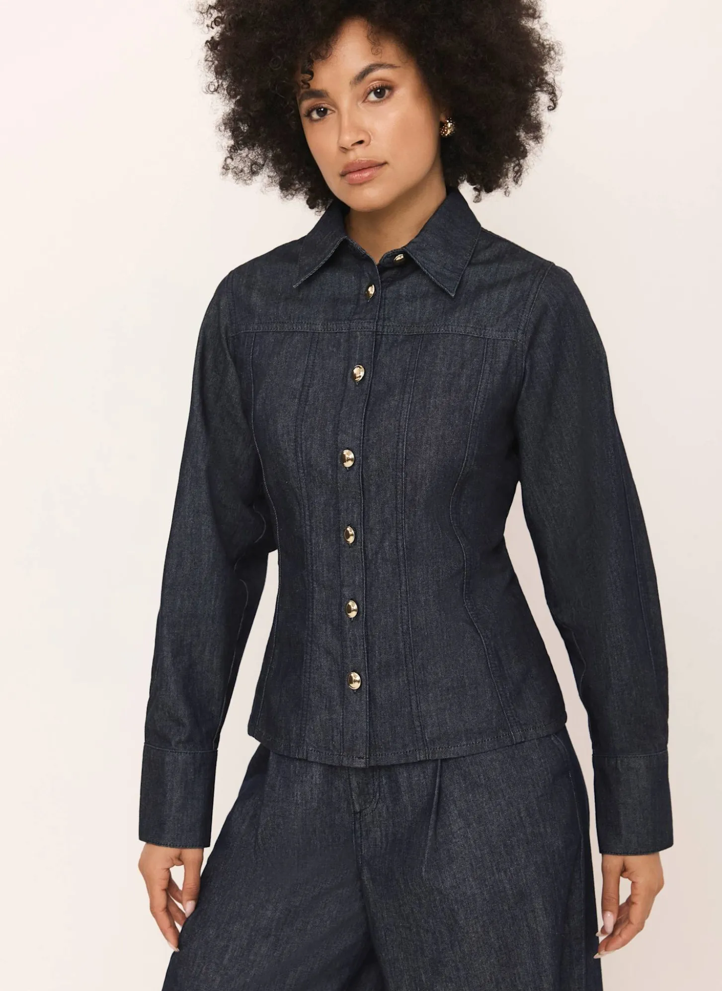 Dark Indigo Denim Fitted Shirt
