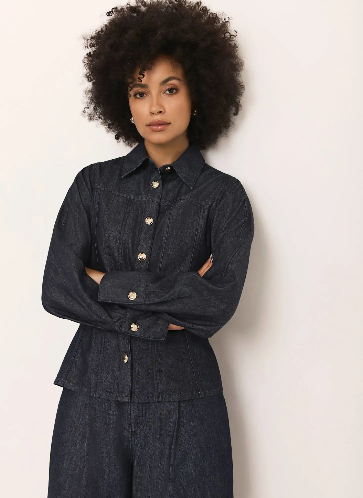 Dark Indigo Denim Fitted Shirt
