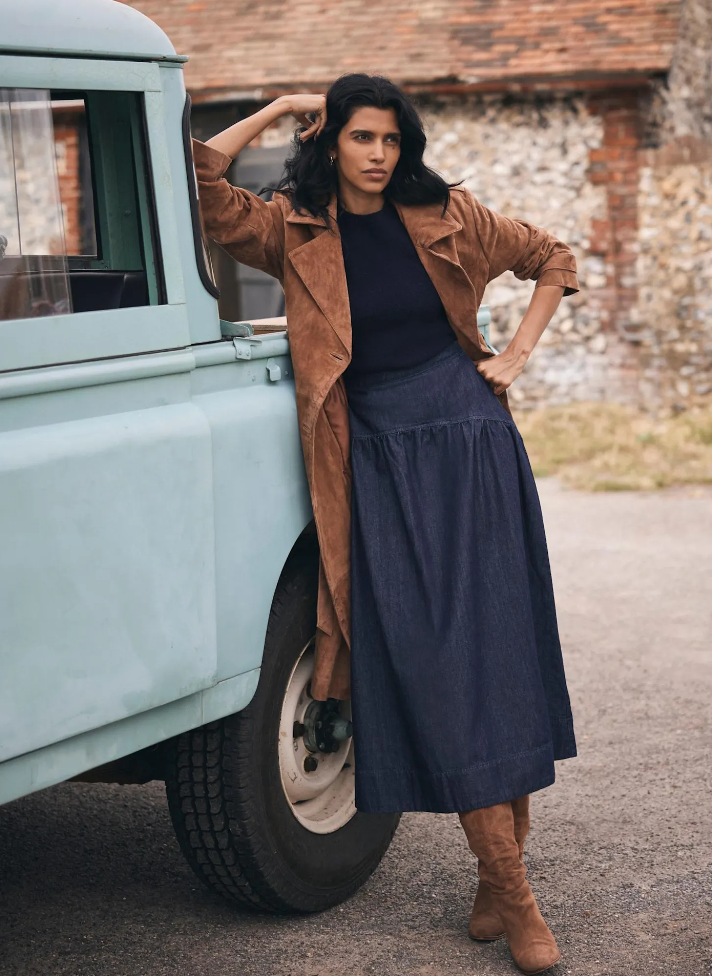 Dark Indigo Denim Maxi Skirt