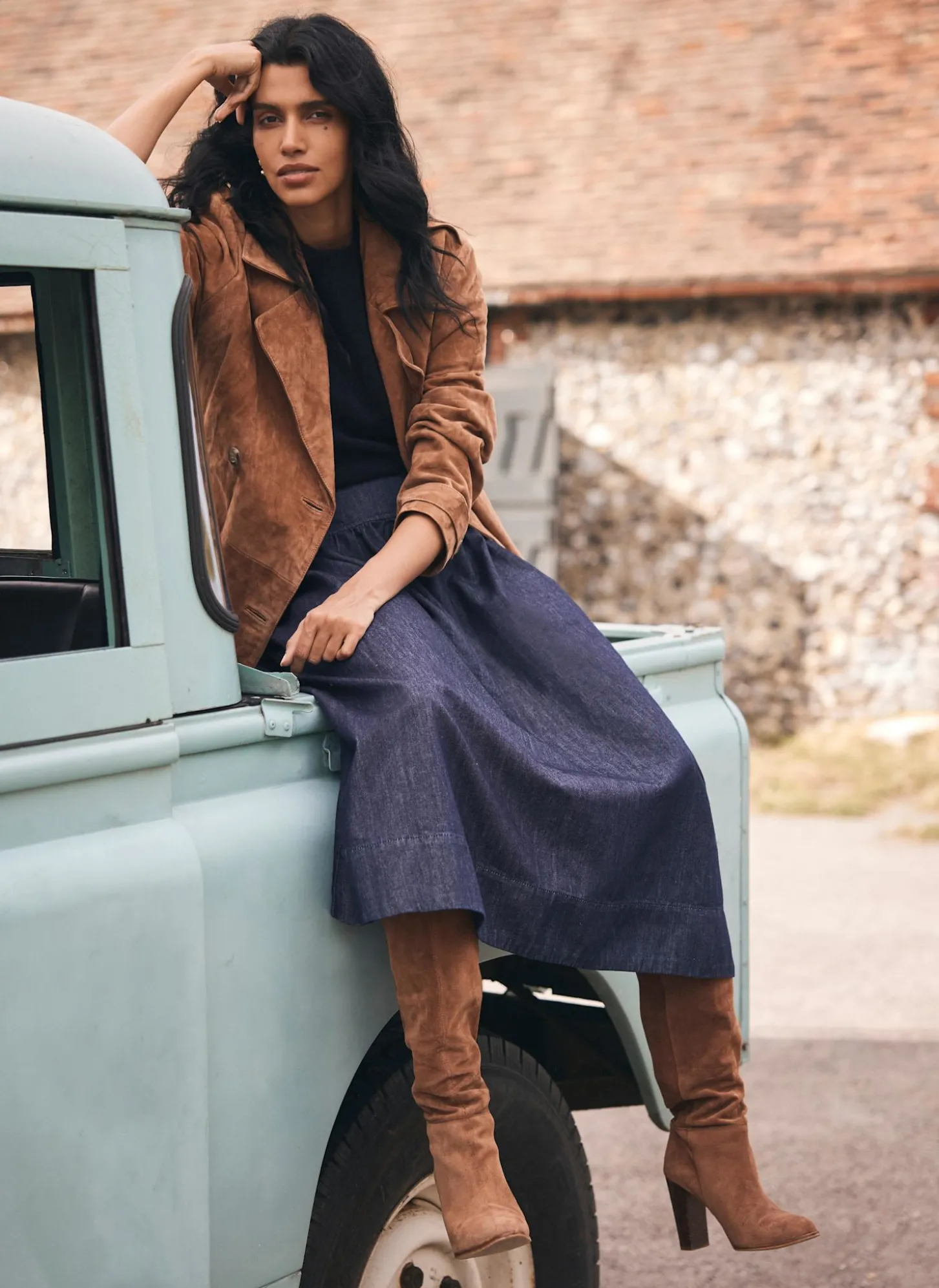 Dark Indigo Denim Maxi Skirt