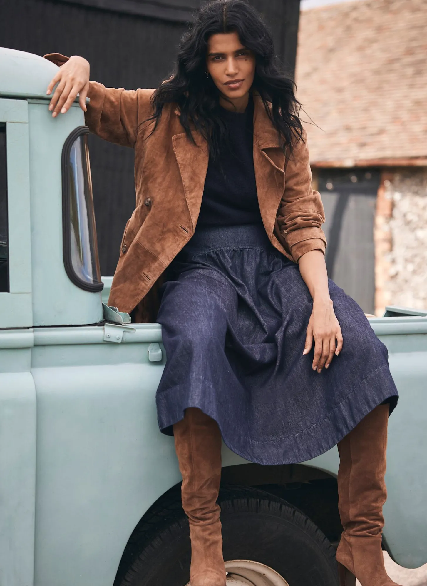 Dark Indigo Denim Maxi Skirt
