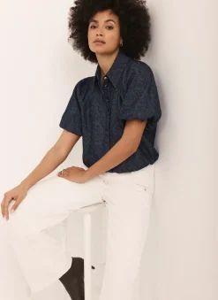 Dark Indigo Paisley Denim Shirt