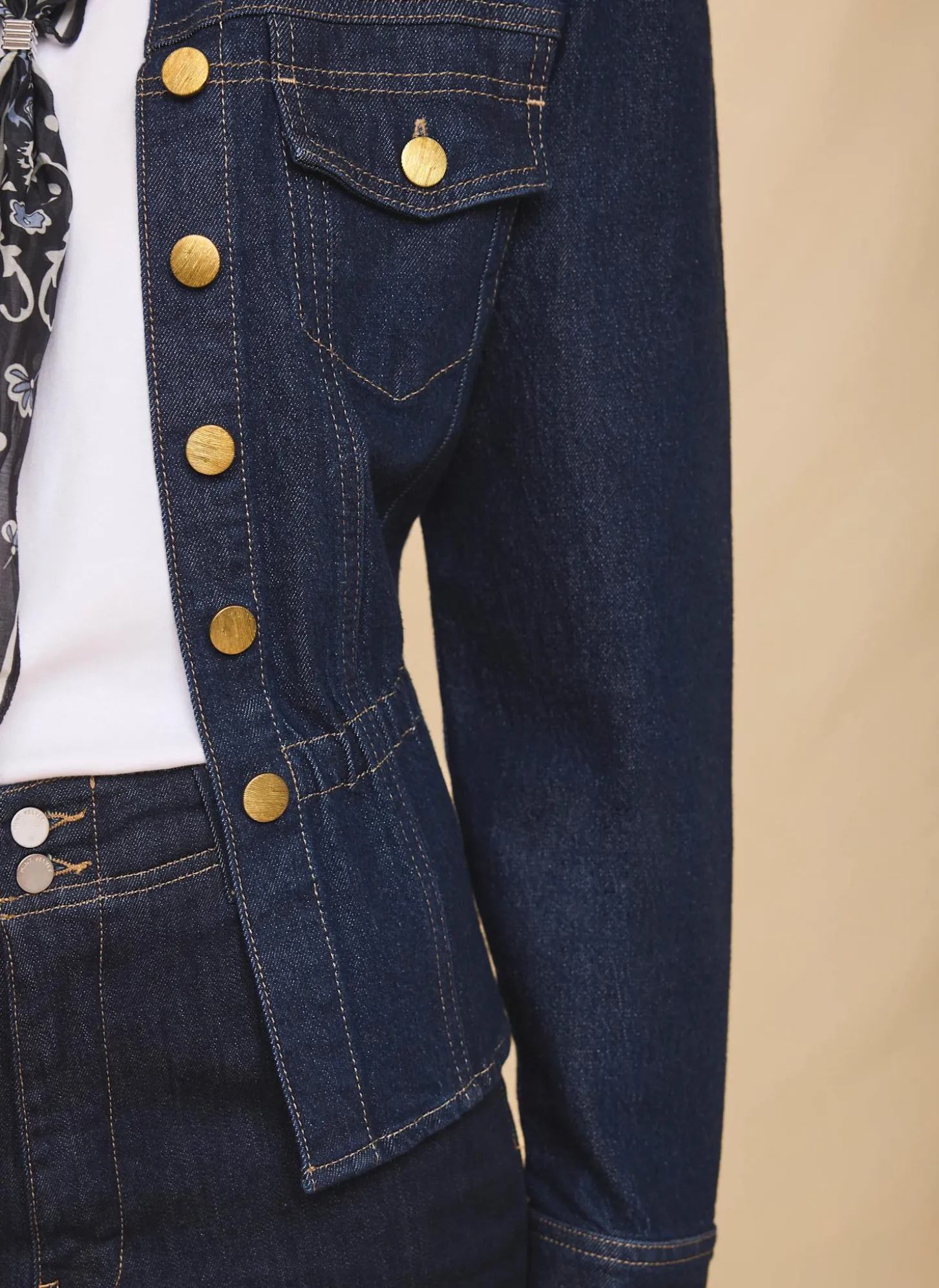 Dark Indigo Puff Sleeve Denim Jacket