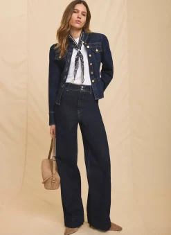 Dark Indigo Puff Sleeve Denim Jacket