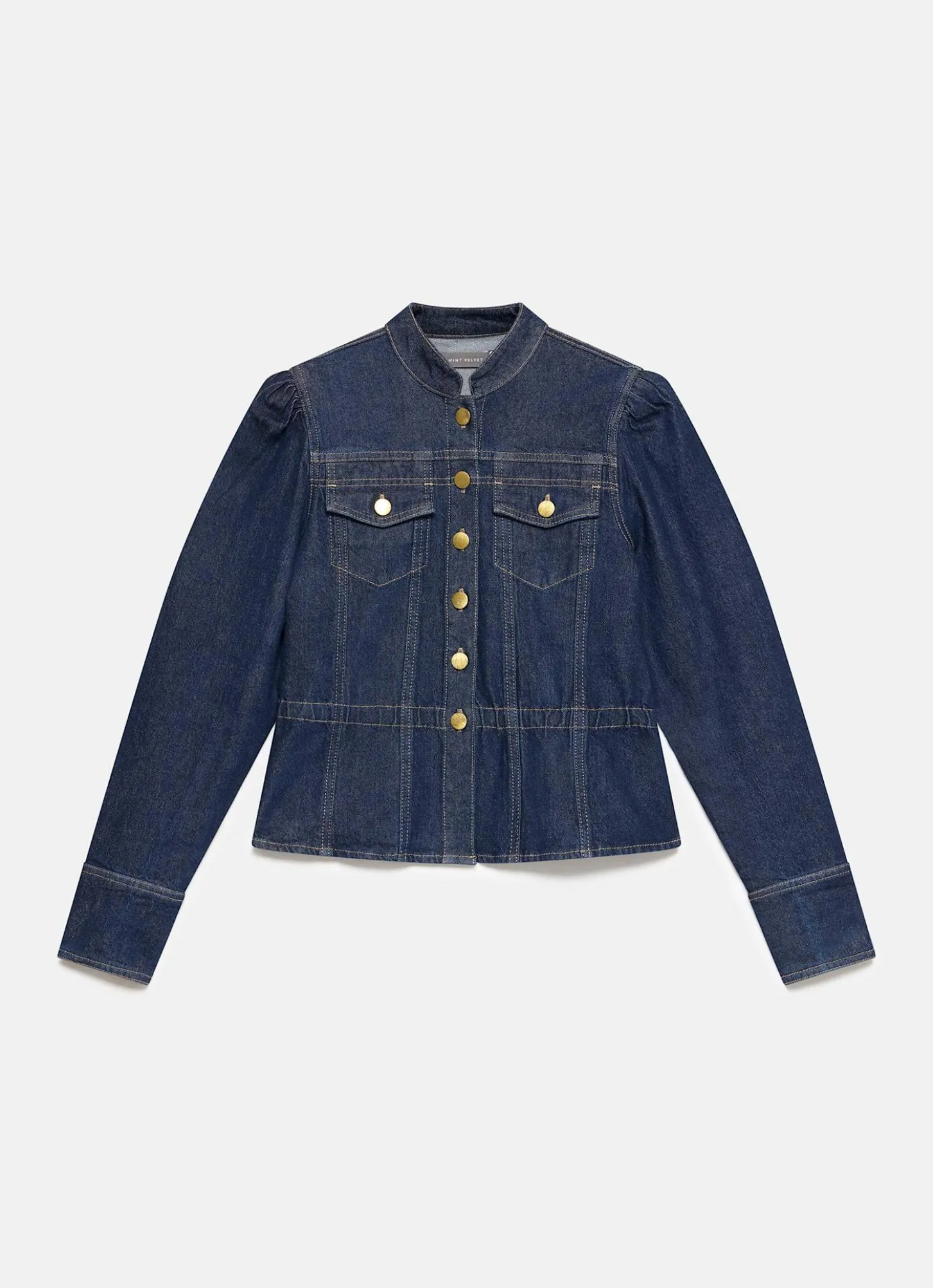 Dark Indigo Puff Sleeve Denim Jacket