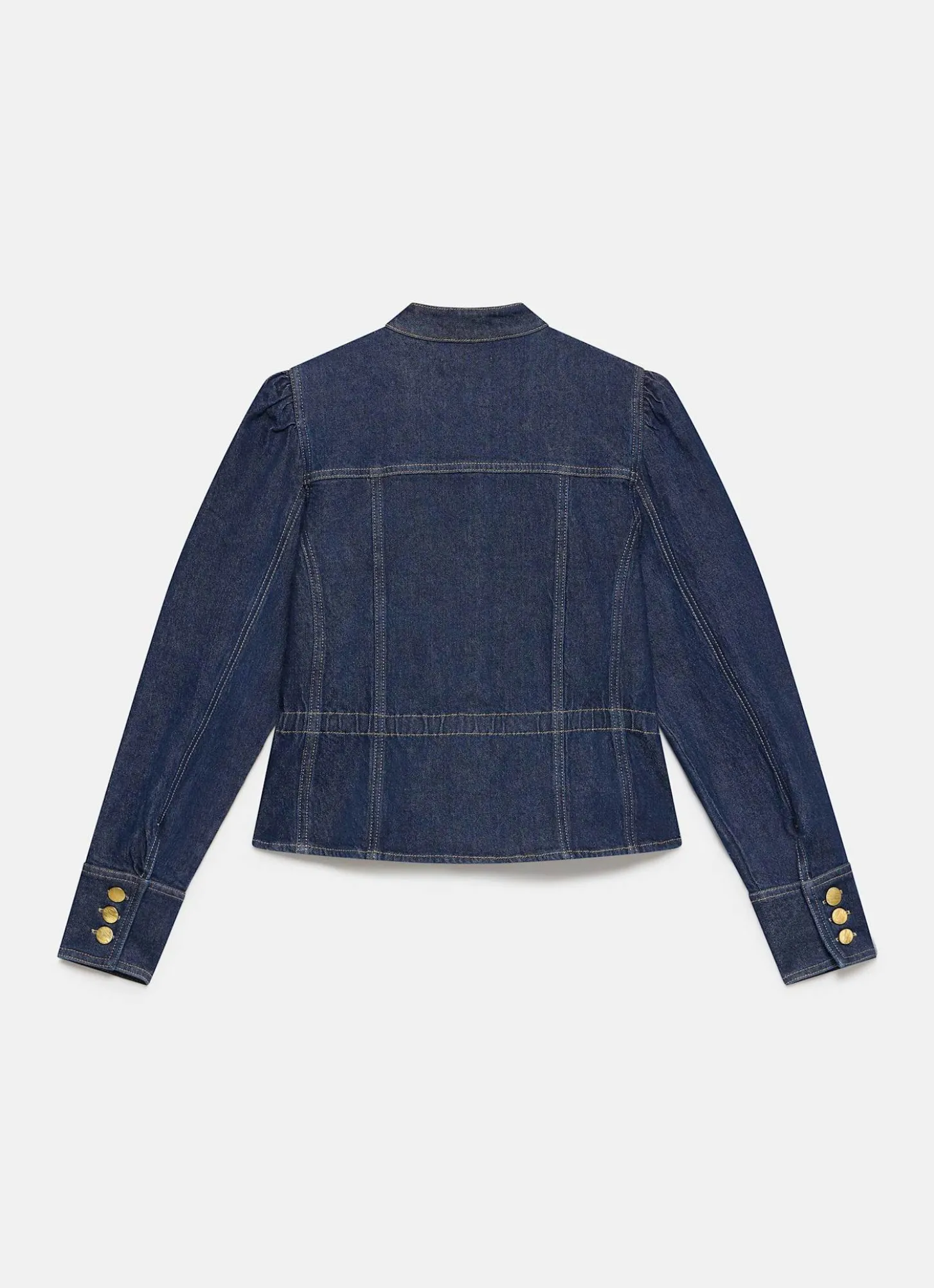 Dark Indigo Puff Sleeve Denim Jacket
