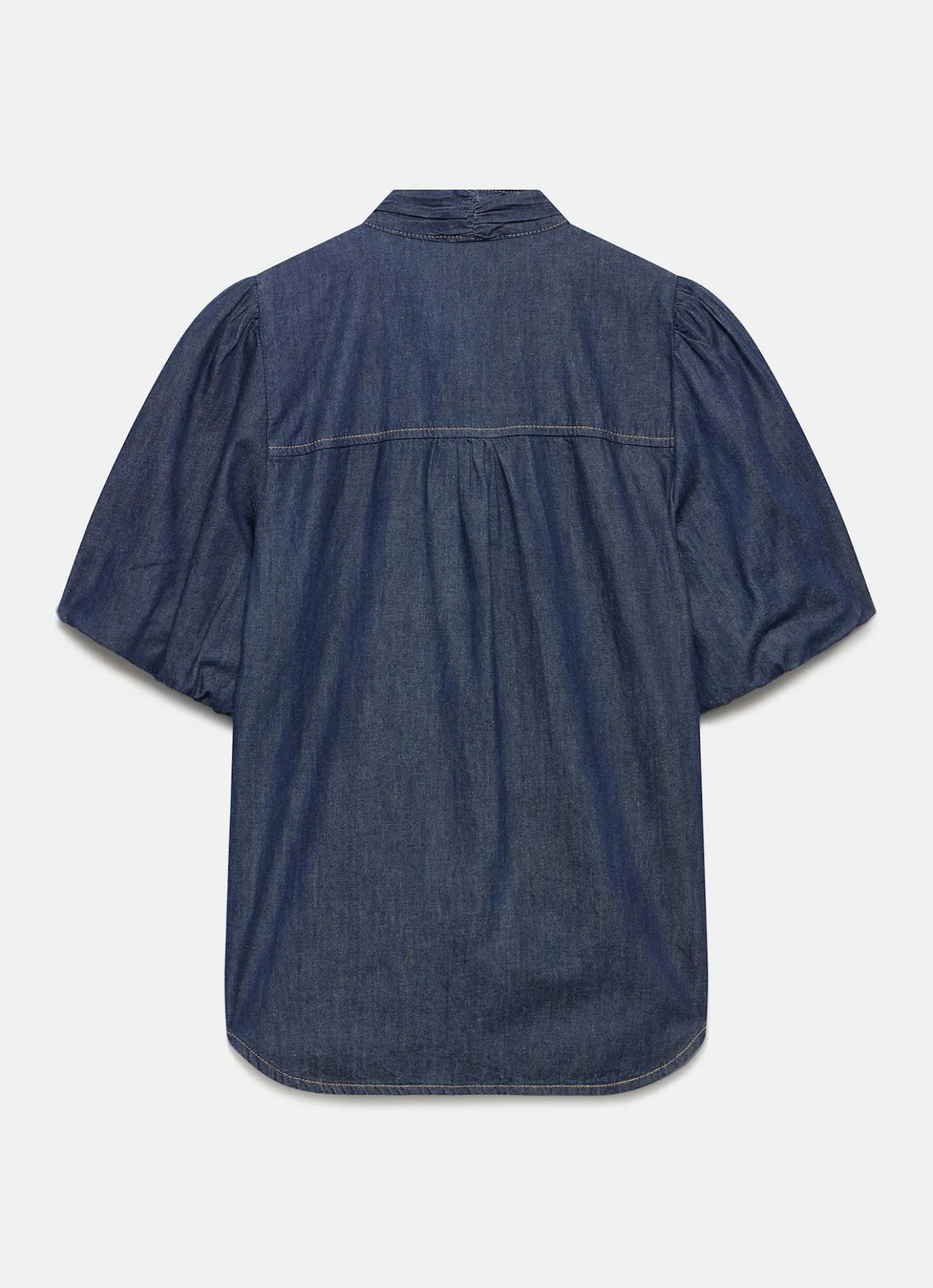 Dark Indigo Puff Sleeve Denim Shirt
