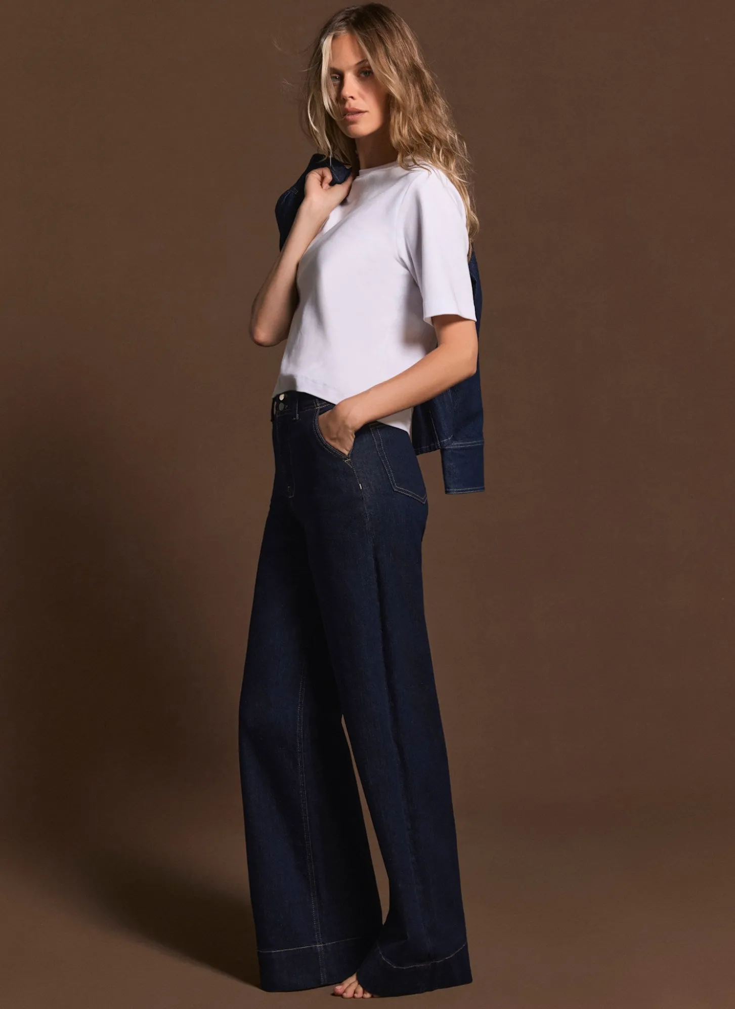Dark Indigo Tailored Wide Jeans