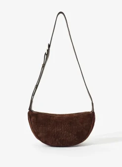 Dolly Brown Textured Suede Scoop Sling Bag