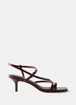 Eli Burgundy Leather Strappy Kitten Heels