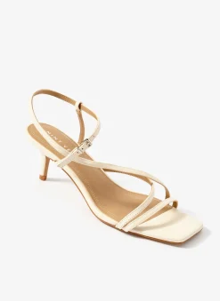 Eli Cream Leather Strappy Kitten Heels