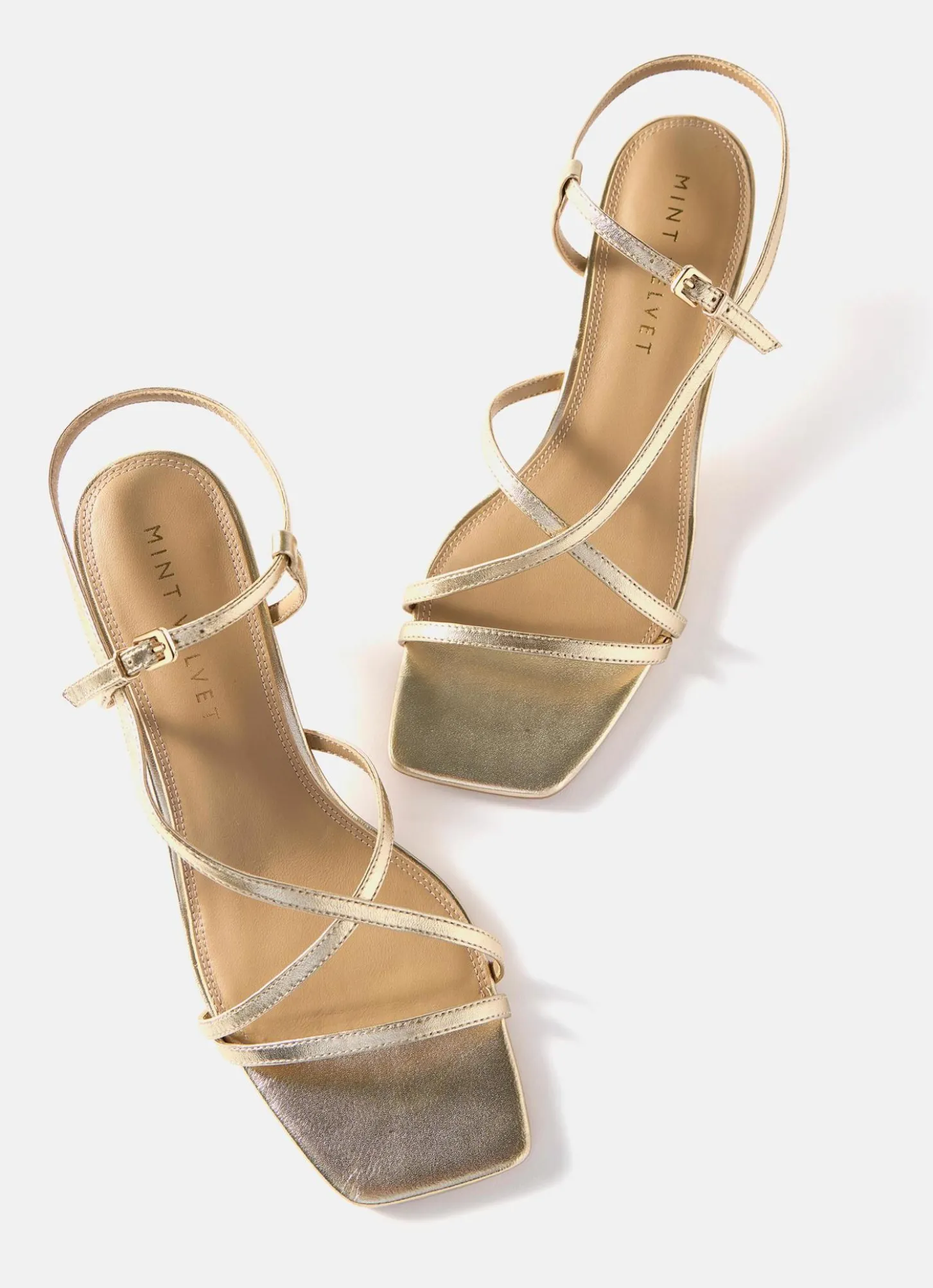Eli Gold Leather Strappy Kitten Heels
