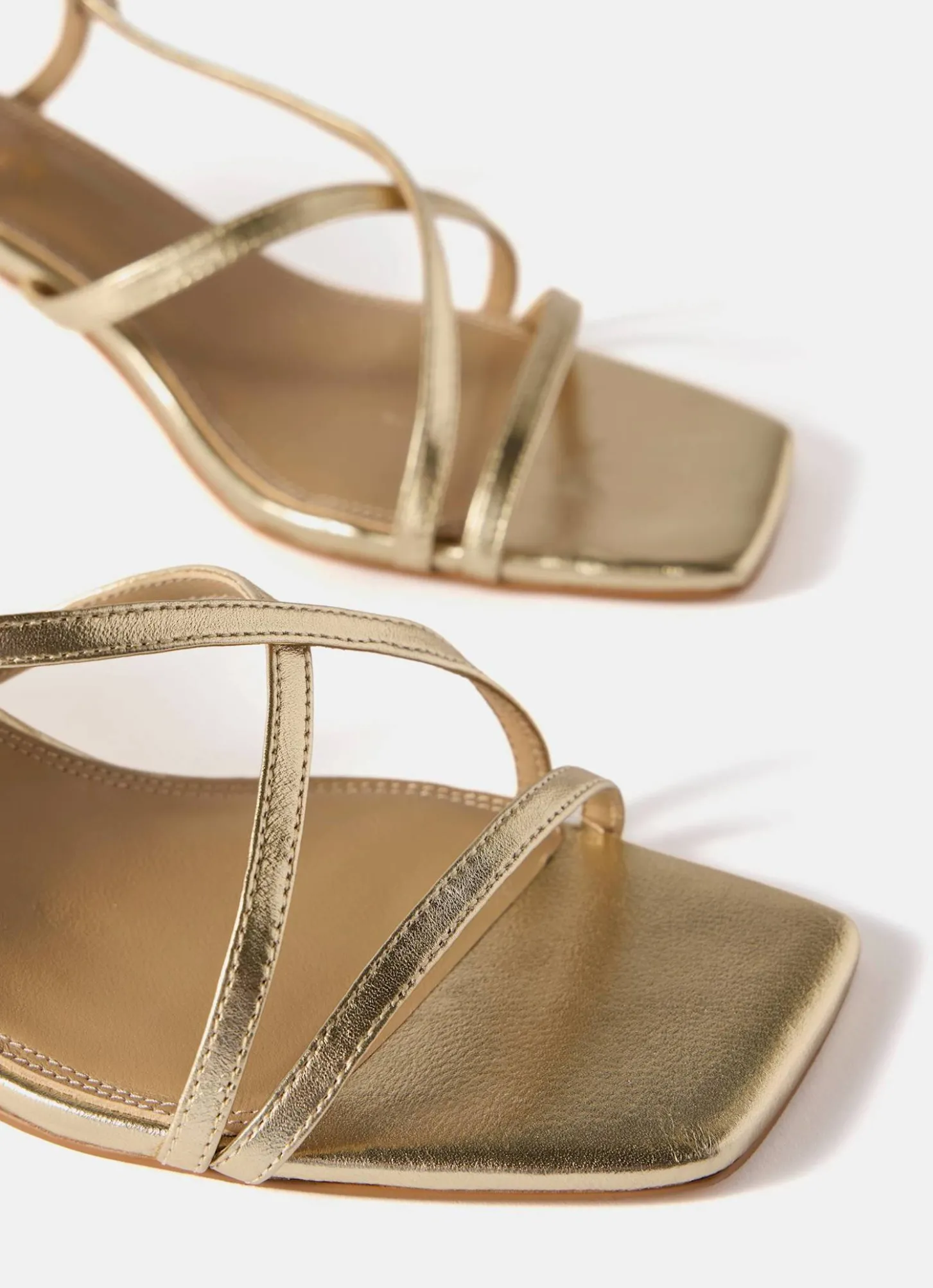 Eli Gold Leather Strappy Kitten Heels