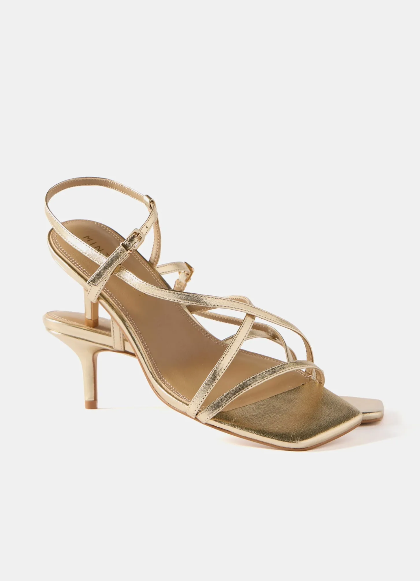 Eli Gold Leather Strappy Kitten Heels