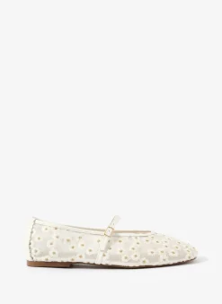 Flora Cream Mesh Ballet Flats