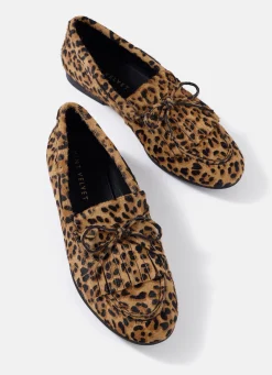 Gaia Leopard Print Textured Loafers