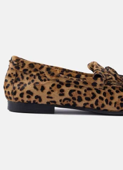 Gaia Leopard Print Textured Loafers
