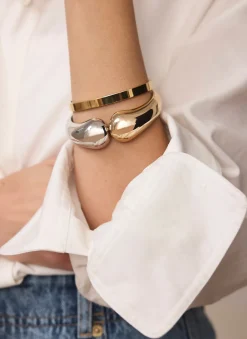 Gold and Silver Tone Mixed Metal Clasp Cuff