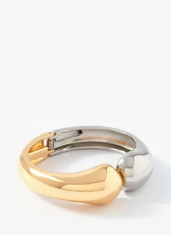 Gold and Silver Tone Mixed Metal Clasp Cuff