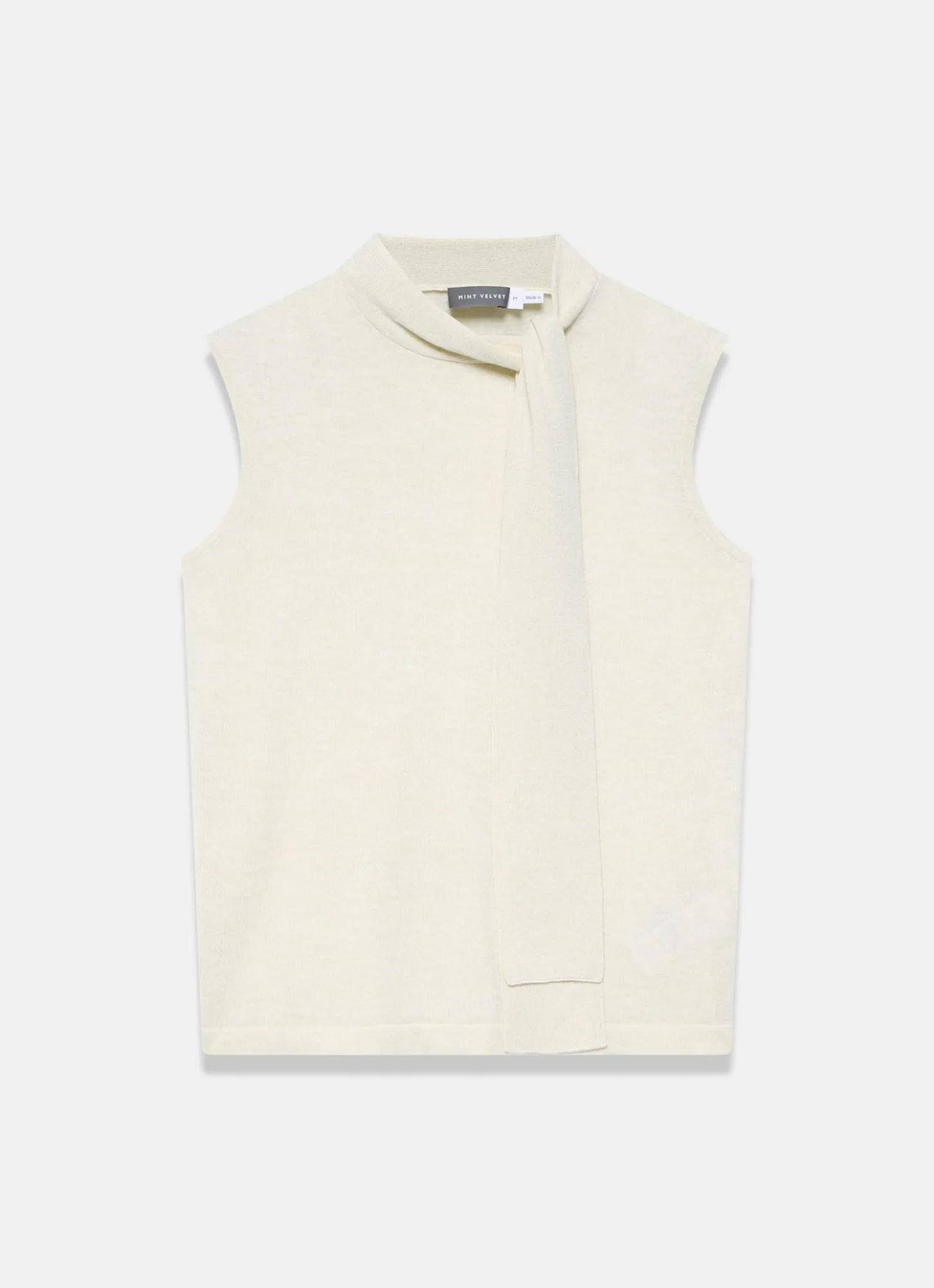 Gold Metallic Knit Tie Neck Top