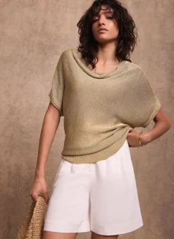 Gold Metallic Knit Top