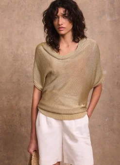 Gold Metallic Knit Top