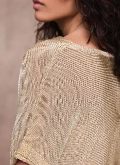 Gold Metallic Knit Top