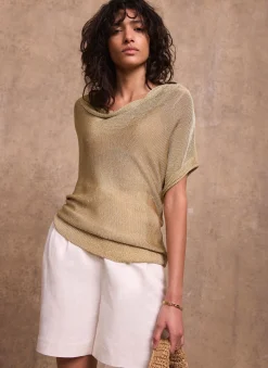 Gold Metallic Knit Top