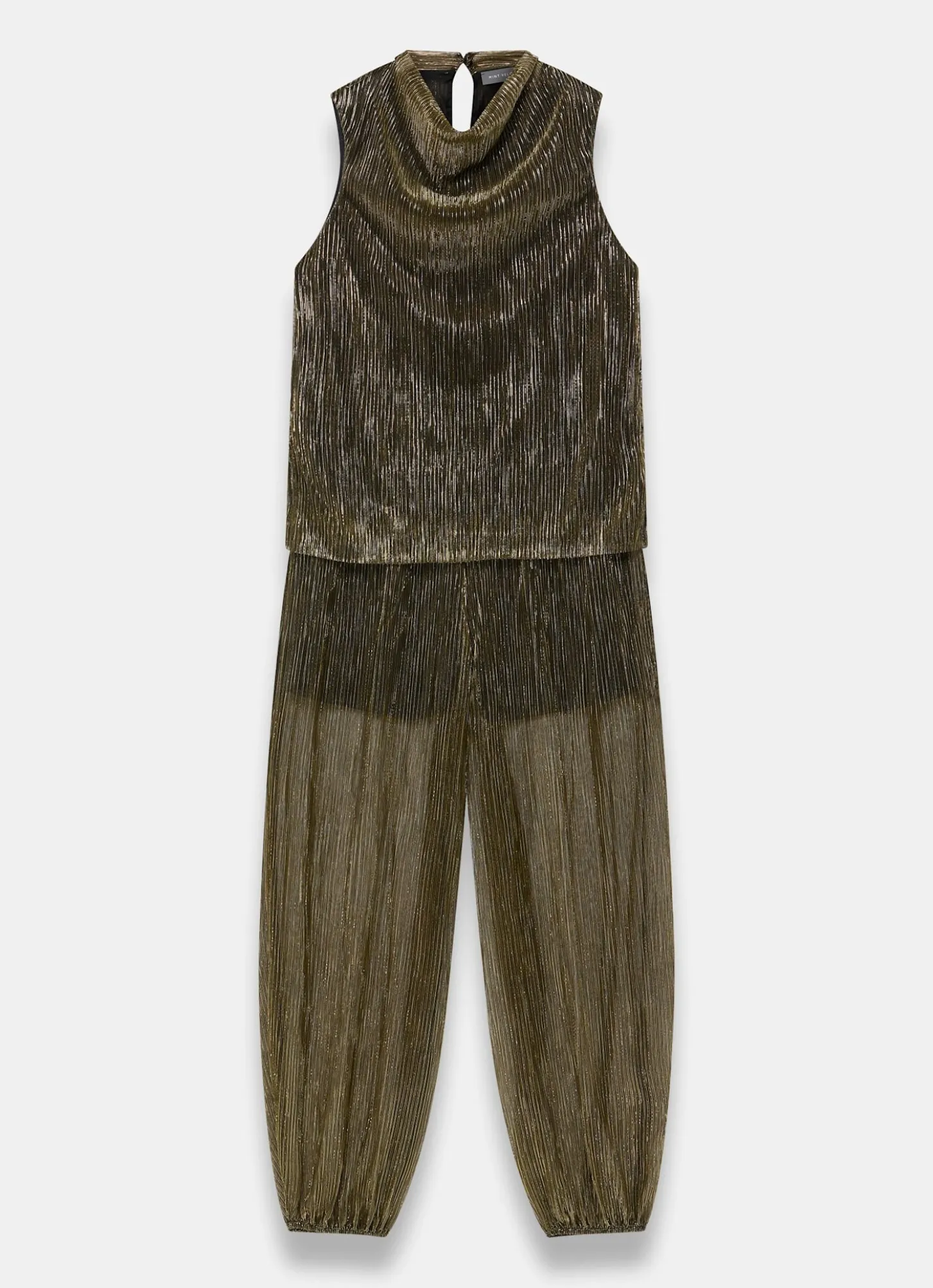 Gold Plisse Top and Balloon Trousers Set